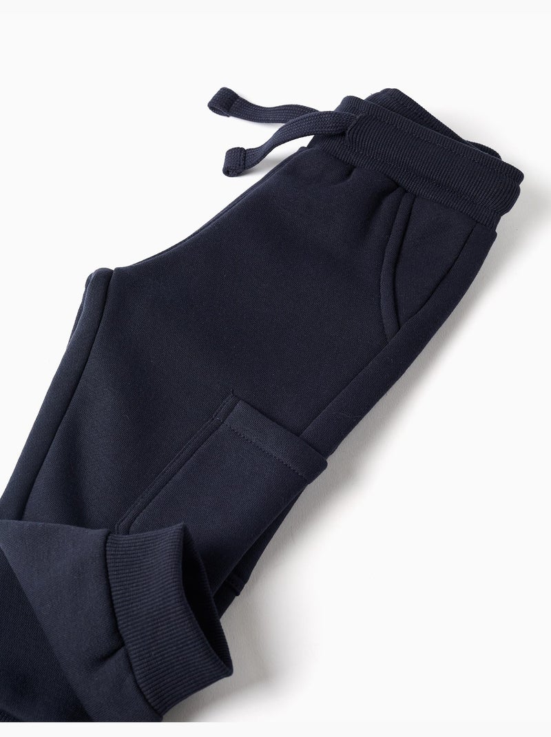 Joggers in pile spazzolato con tasche cargo Blu scuro - Kiabi