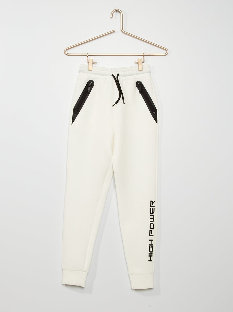 Joggers in tessuto felpato BIANCO - Kiabi