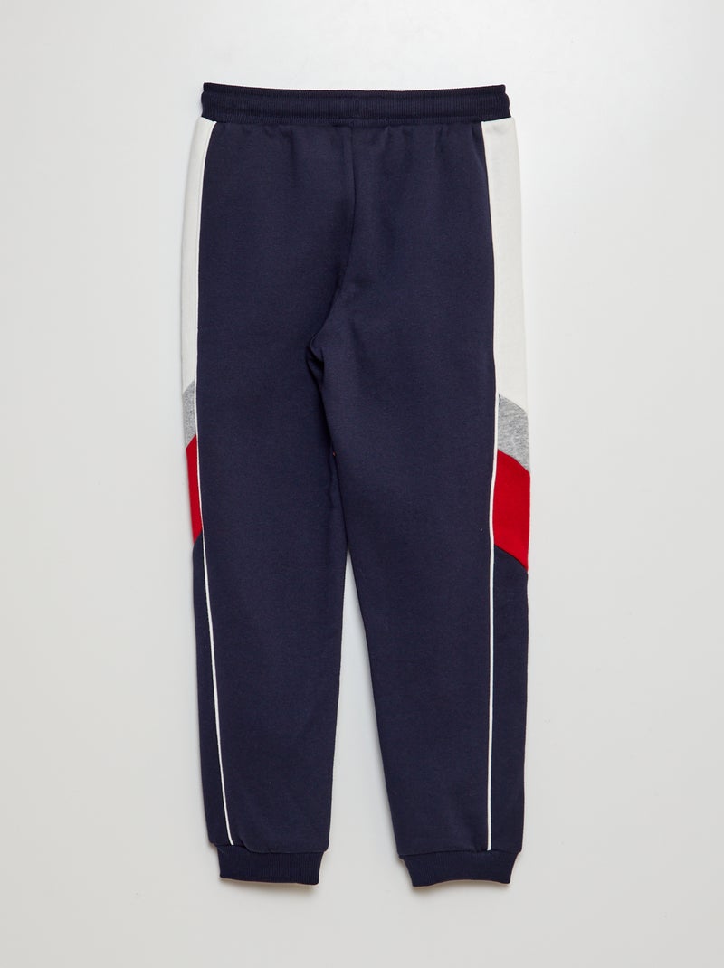 Joggers in tessuto felpato color block blu - Kiabi