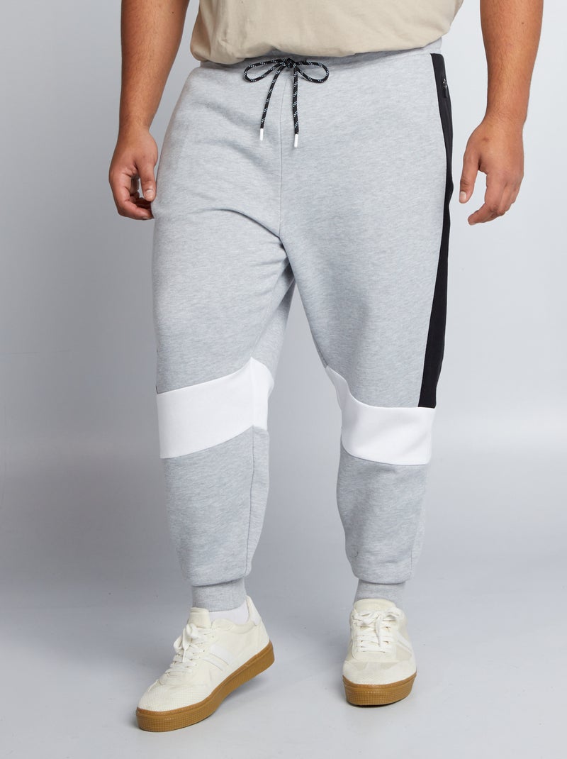Joggers in tessuto felpato color block GRIGIO - Kiabi