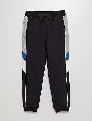 Joggers in tessuto felpato color block