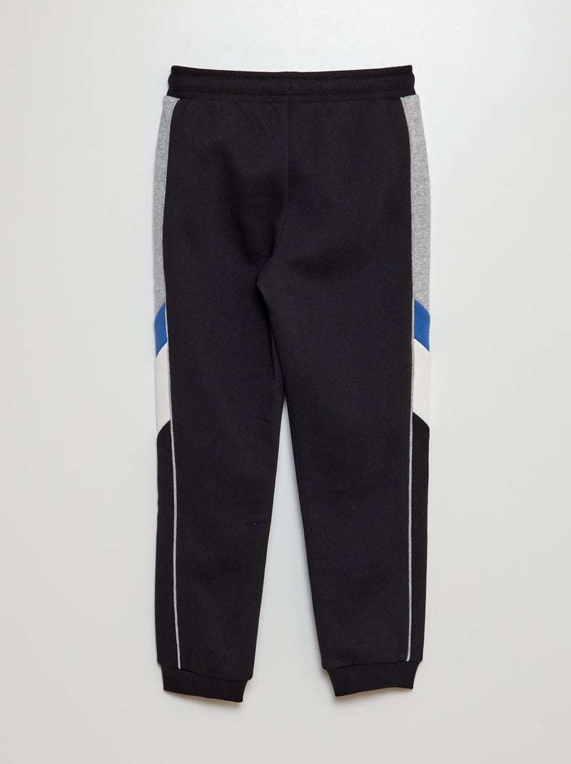 Joggers in tessuto felpato color block nero - Kiabi