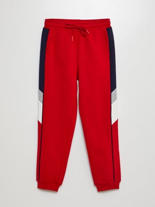 Joggers in tessuto felpato color block