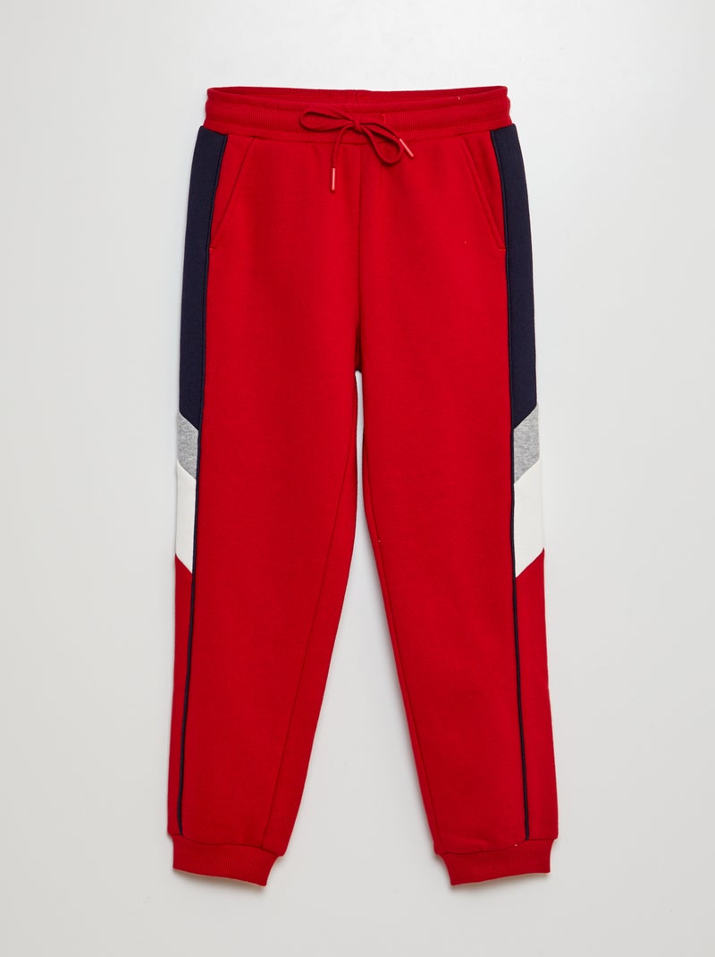 Joggers in tessuto felpato color block ROSSO - Kiabi