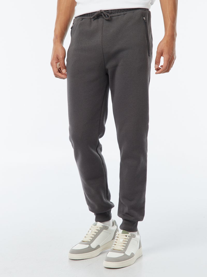 Joggers in tessuto felpato con 2 tasche con zip grigio - Kiabi