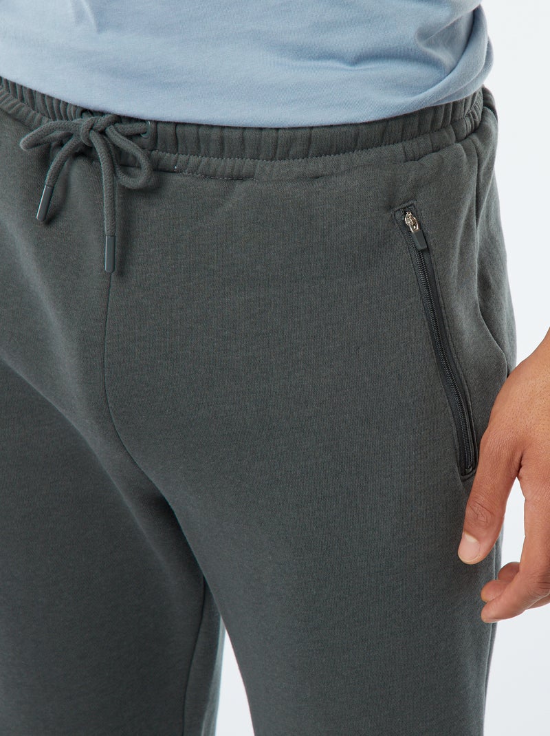 Joggers in tessuto felpato con 2 tasche con zip Kaki - Kiabi