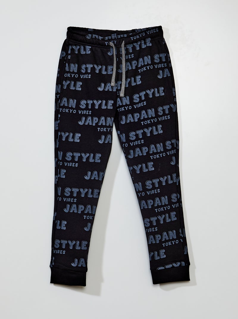 Joggers in tessuto felpato con stampa NERO - Kiabi