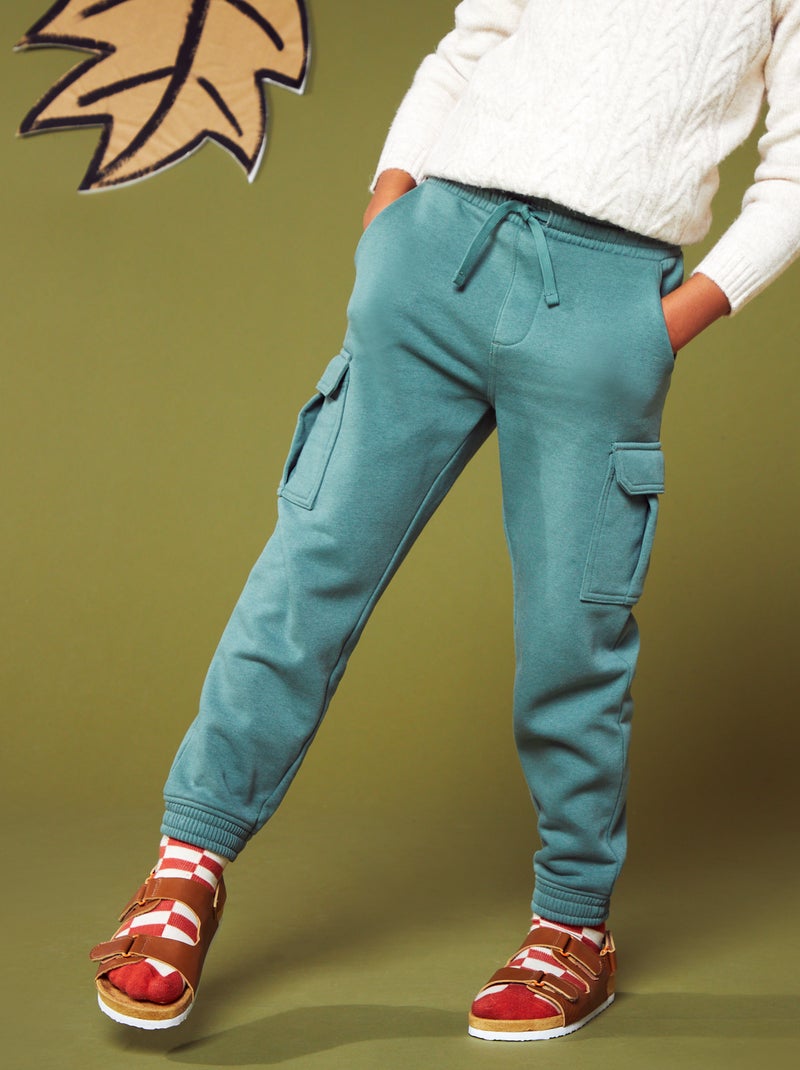 Joggers in tessuto felpato con tasche grigio verde - Kiabi
