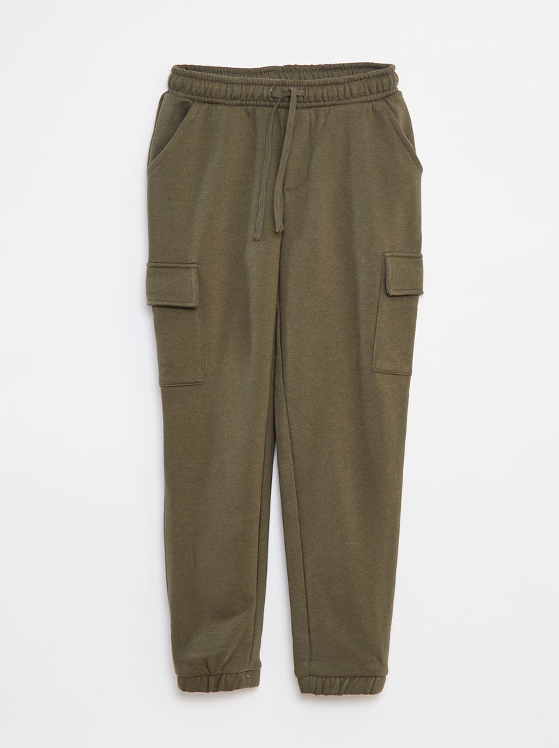 Joggers in tessuto felpato con tasche Kaki - Kiabi