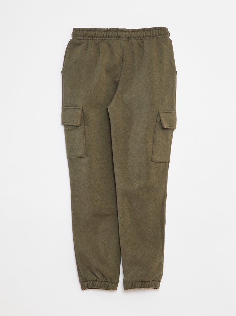 Joggers in tessuto felpato con tasche Kaki - Kiabi
