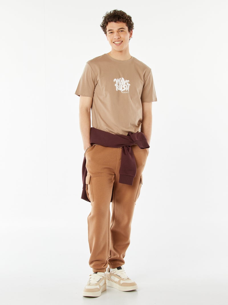 Joggers in tessuto felpato multi-tasche in tessuto felpato Beige - Kiabi