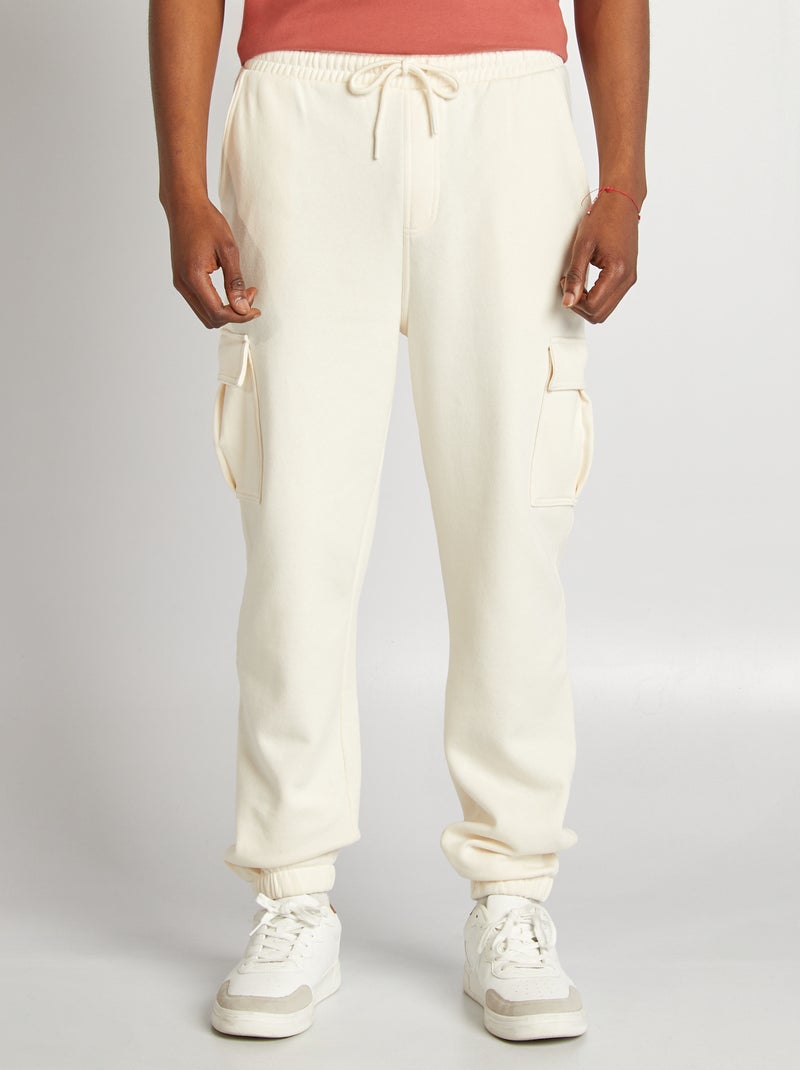 Joggers in tessuto felpato multi-tasche in tessuto felpato BIANCO - Kiabi