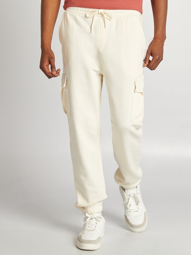Joggers in tessuto felpato multi-tasche in tessuto felpato BIANCO - Kiabi