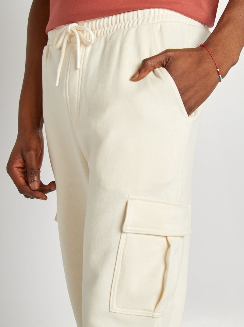 Joggers in tessuto felpato multi-tasche in tessuto felpato BIANCO - Kiabi
