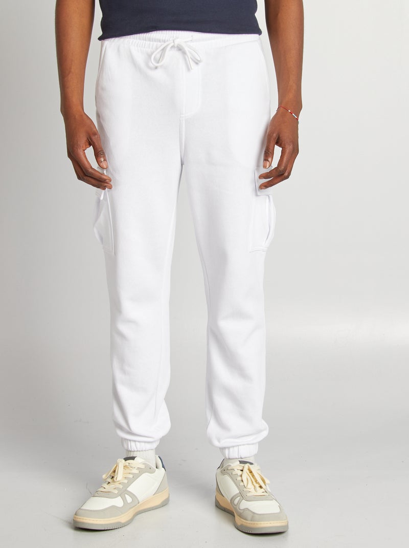 Joggers in tessuto felpato multi-tasche in tessuto felpato bianco - Kiabi