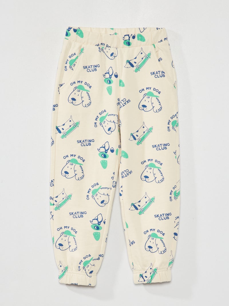 Joggers in tessuto felpato stampati BIANCO - Kiabi