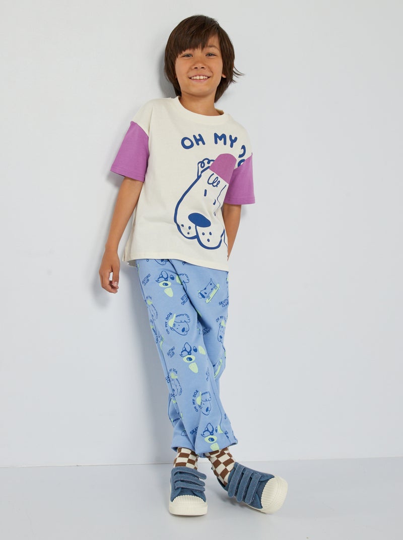 Joggers in tessuto felpato stampati BLU - Kiabi