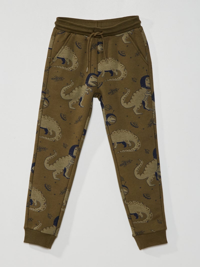 Joggers in tessuto felpato stampato KAKI - Kiabi