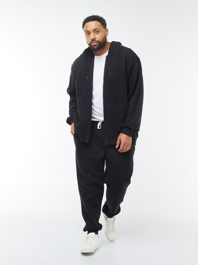 Joggers in tessuto felpato tinta unita nero - Kiabi