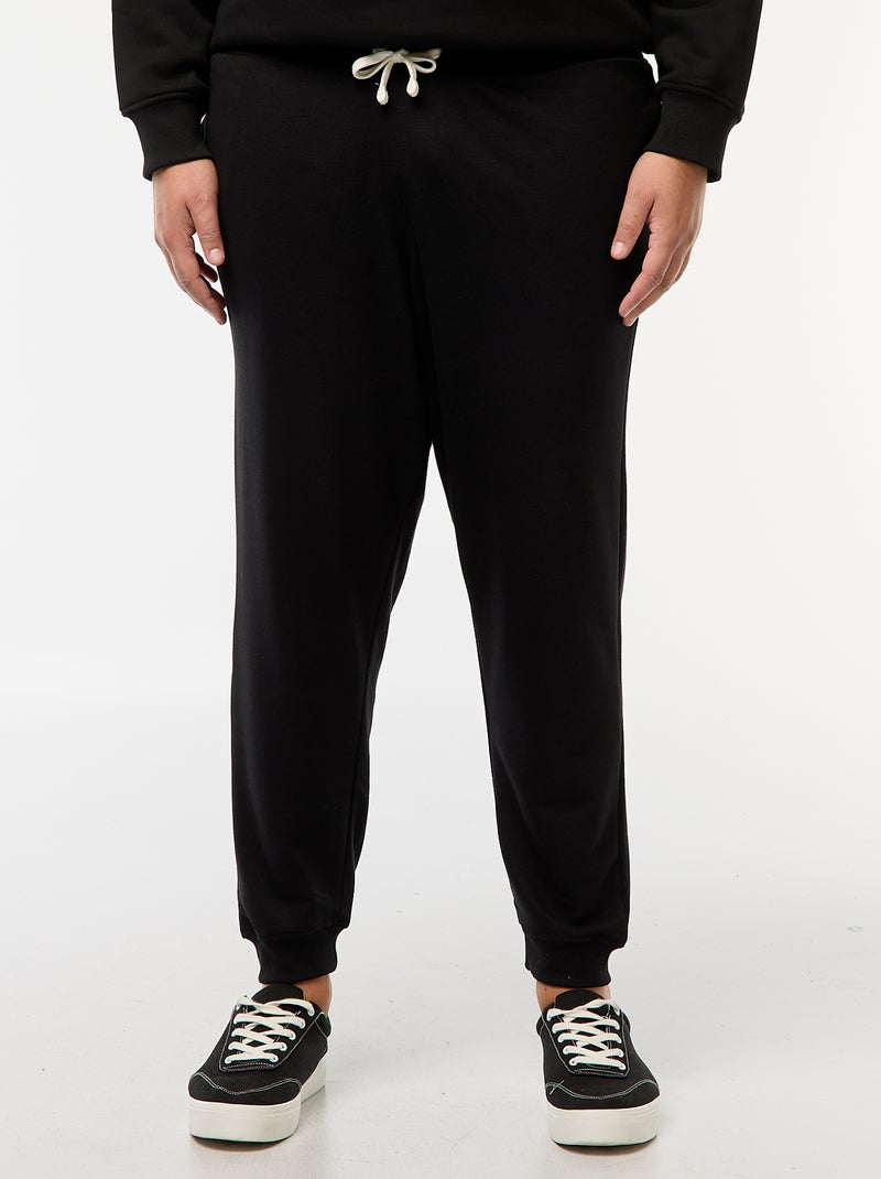 Joggers in tessuto felpato tinta unita nero - Kiabi