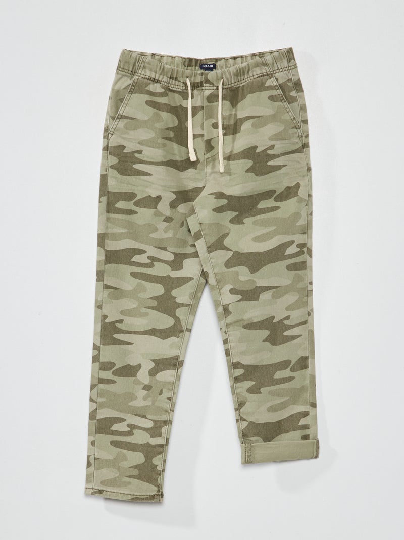 Joggers in twill kaki militare - Kiabi
