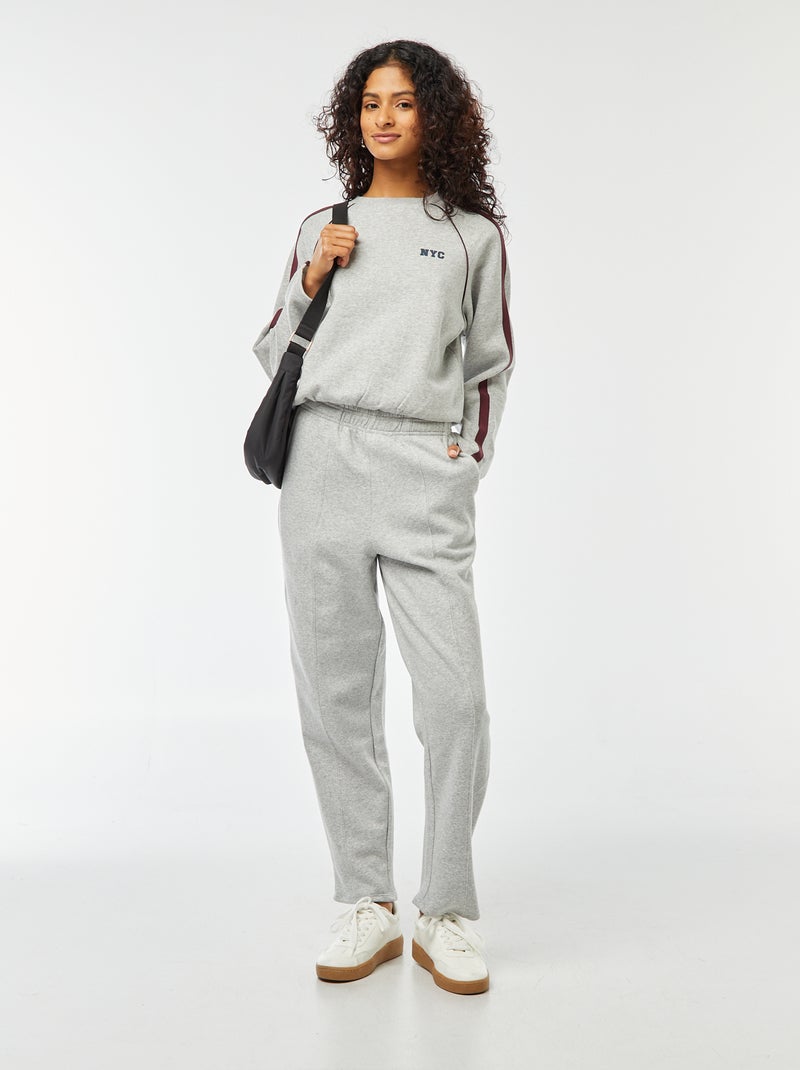 Joggers larghi in tessuto felpato Grigio - Kiabi