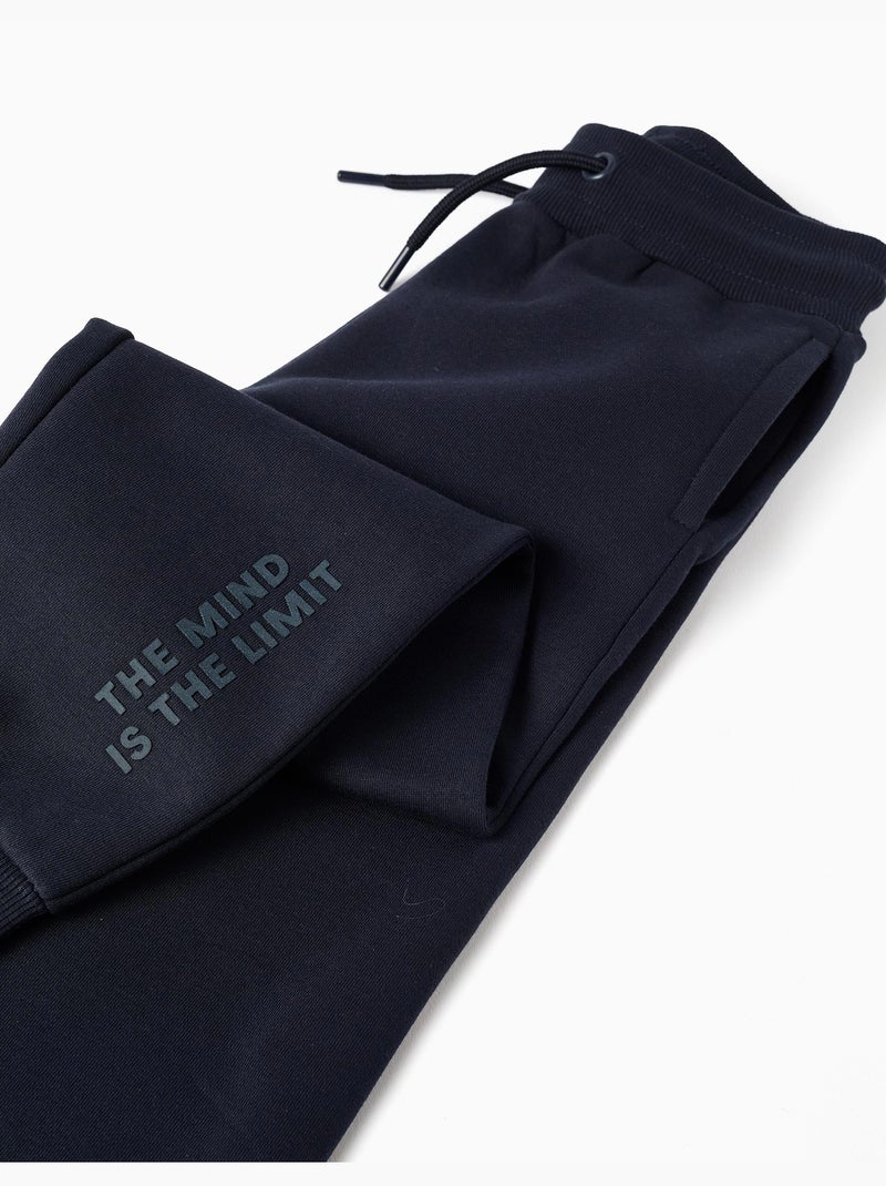 Joggers slim fit spazzolato con stampa Blu scuro - Kiabi
