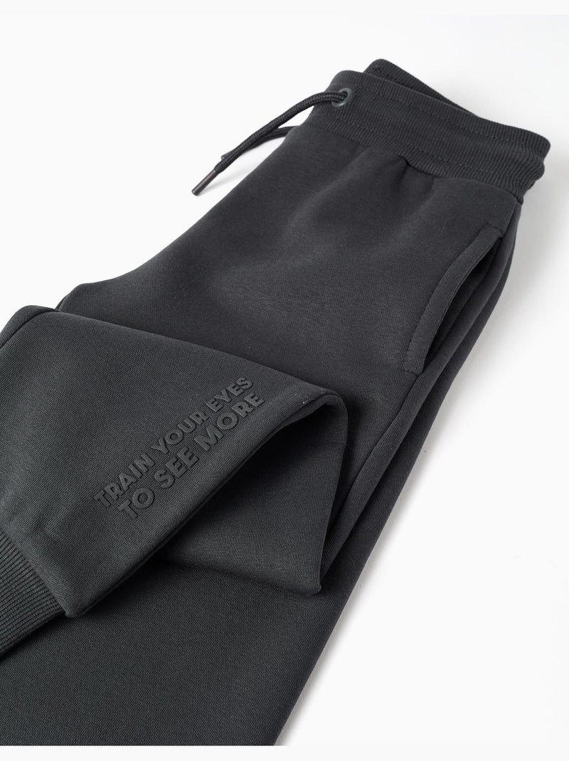 Joggers slim fit spazzolato con stampa Grigio scuro - Kiabi