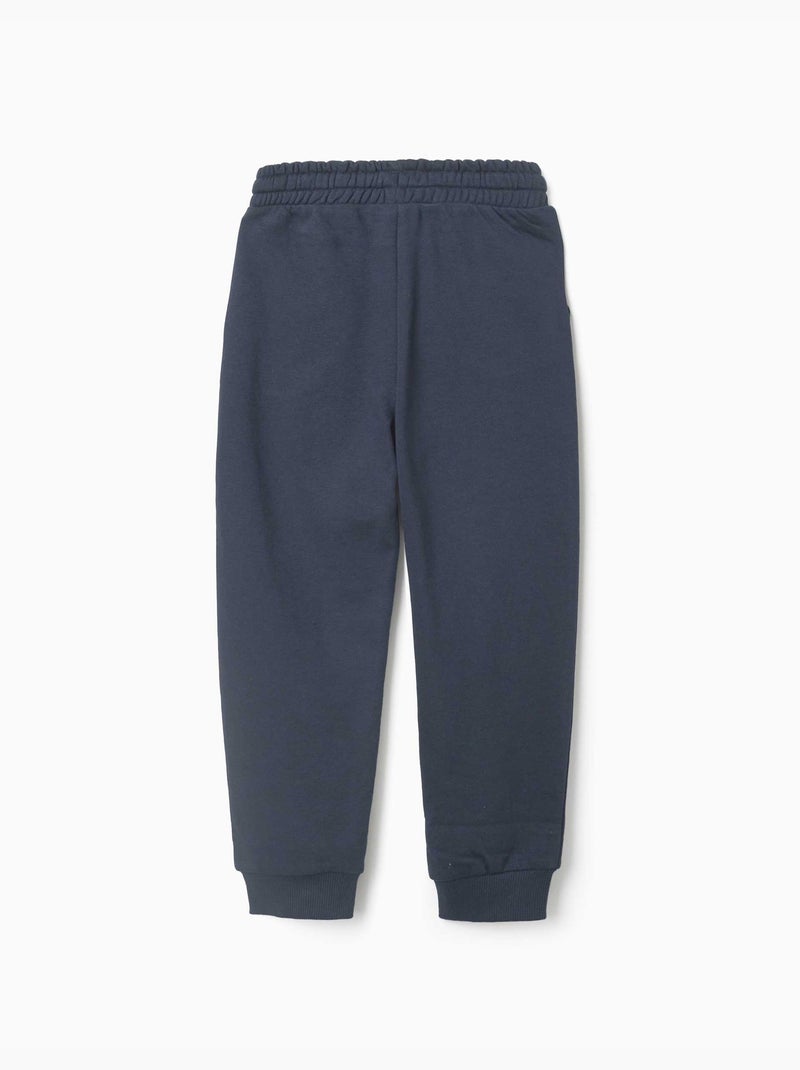 Joggers slim in pile con tasche e stampa ZY Blu scuro - Kiabi