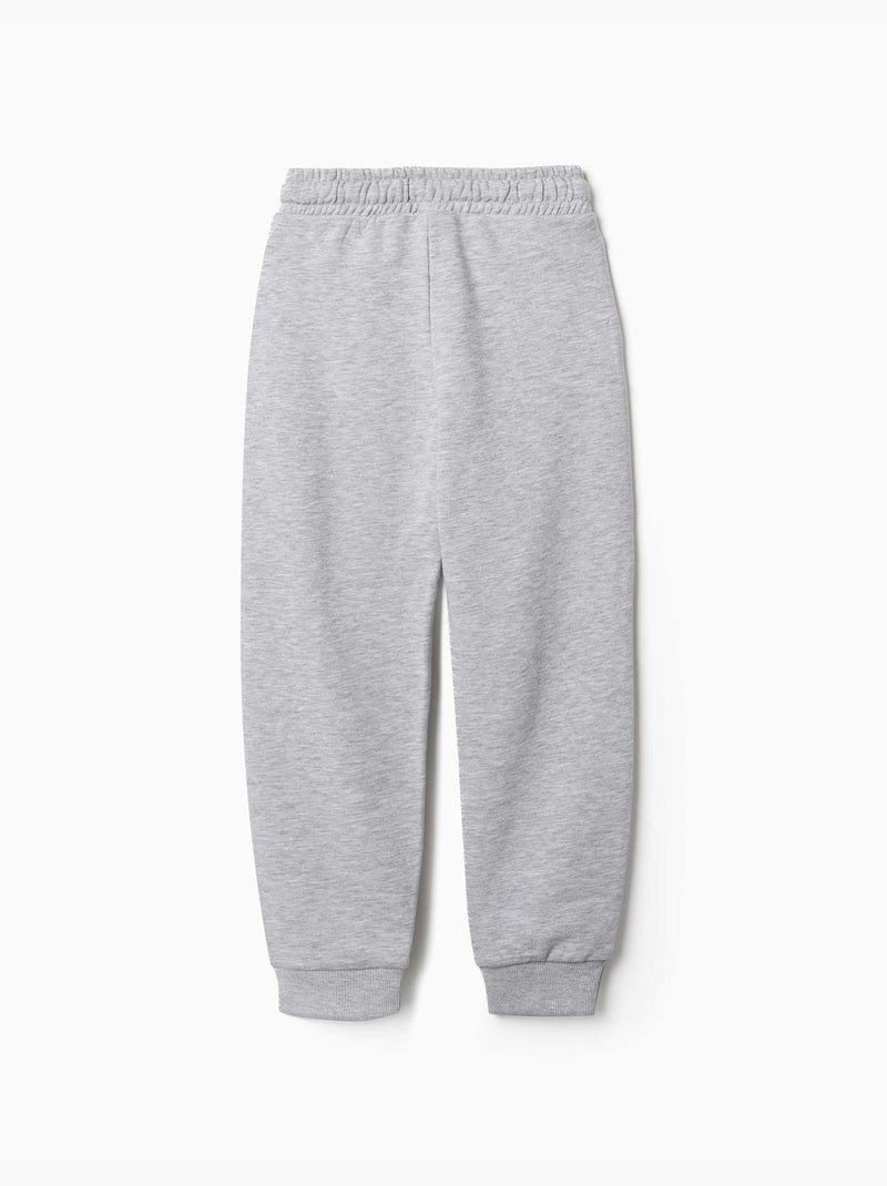 Joggers slim in pile con tasche e stampa ZY Grigio chiaro - Kiabi