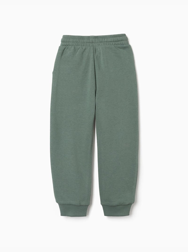 Joggers slim in pile con tasche e stampa ZY Verde scuro - Kiabi