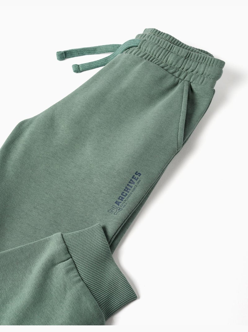 Joggers slim in pile con tasche e stampa ZY Verde scuro - Kiabi