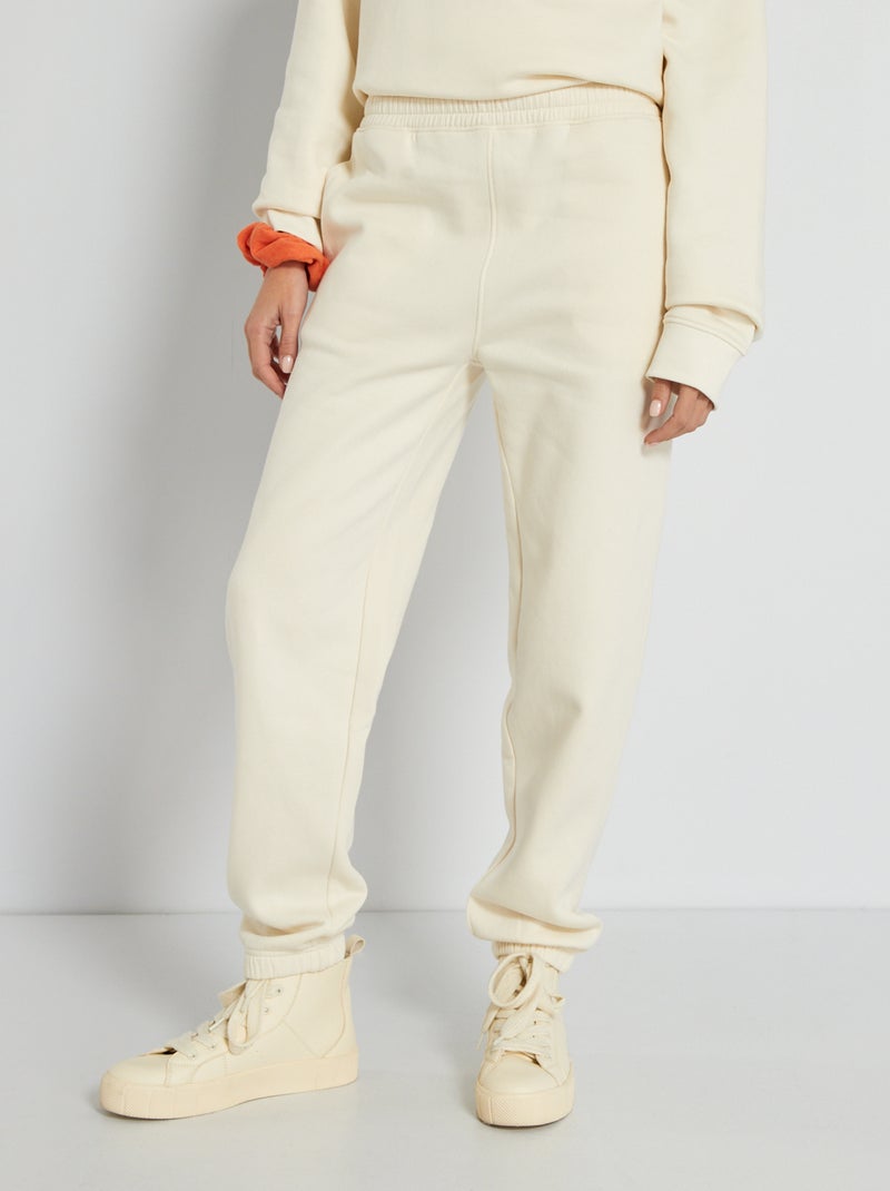 Joggers tinta unita in tessuto felpato BIANCO - Kiabi