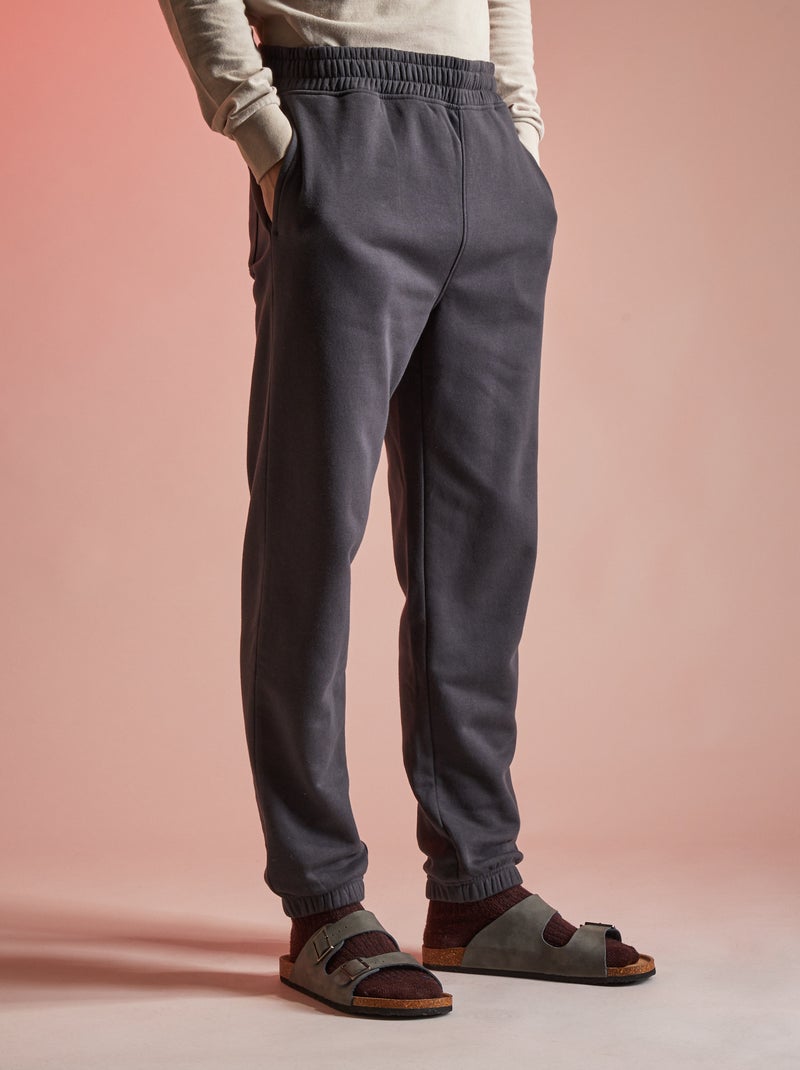 Joggers tinta unita in tessuto felpato grigio scuro - Kiabi