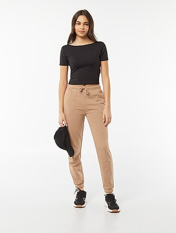 Joggers tinta unita in tessuto felpato leggero
