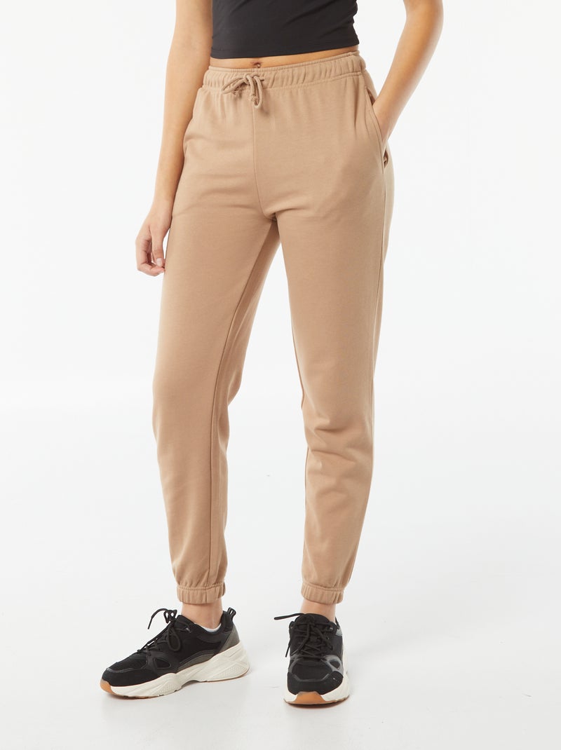 Joggers tinta unita in tessuto felpato leggero BEIGE - Kiabi