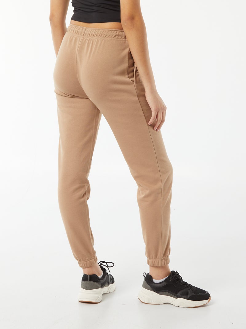 Joggers tinta unita in tessuto felpato leggero BEIGE - Kiabi