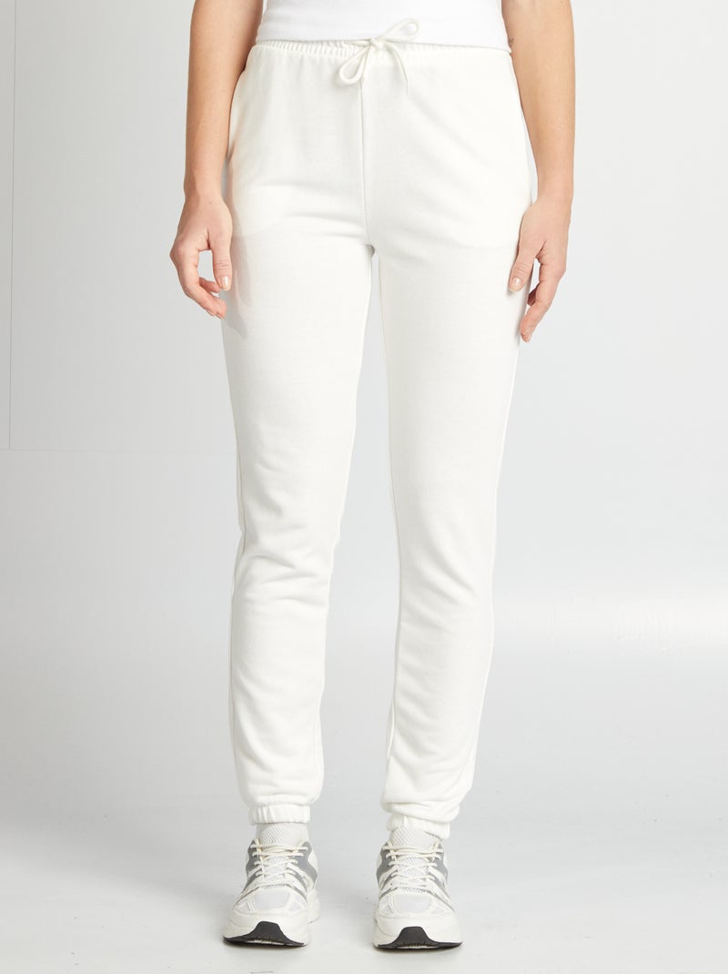 Joggers tinta unita in tessuto felpato leggero BIANCO - Kiabi