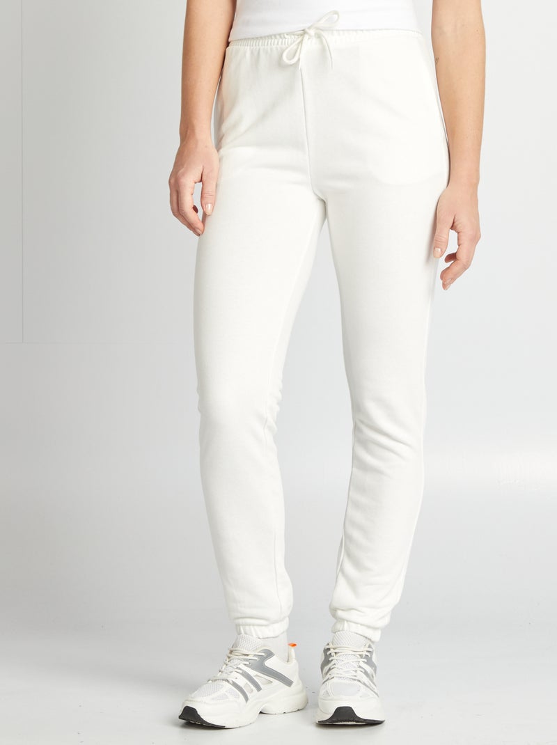 Joggers tinta unita in tessuto felpato leggero BIANCO - Kiabi