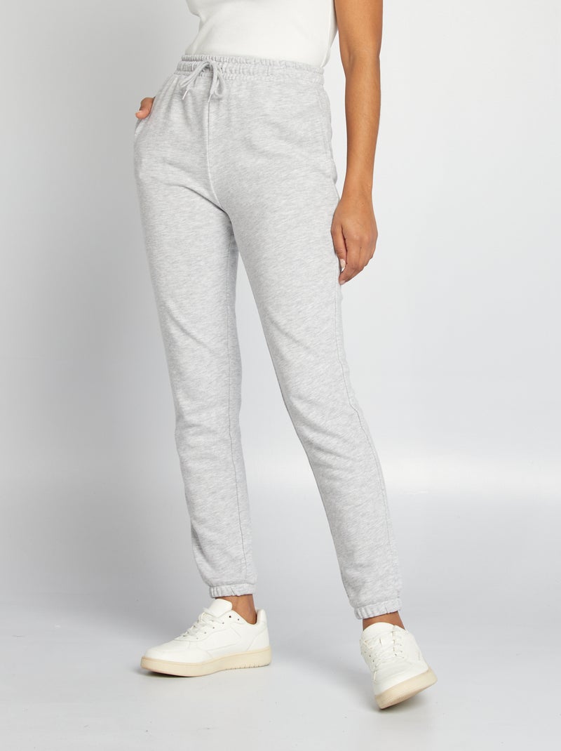 Joggers tinta unita in tessuto felpato leggero GRIGIO - Kiabi