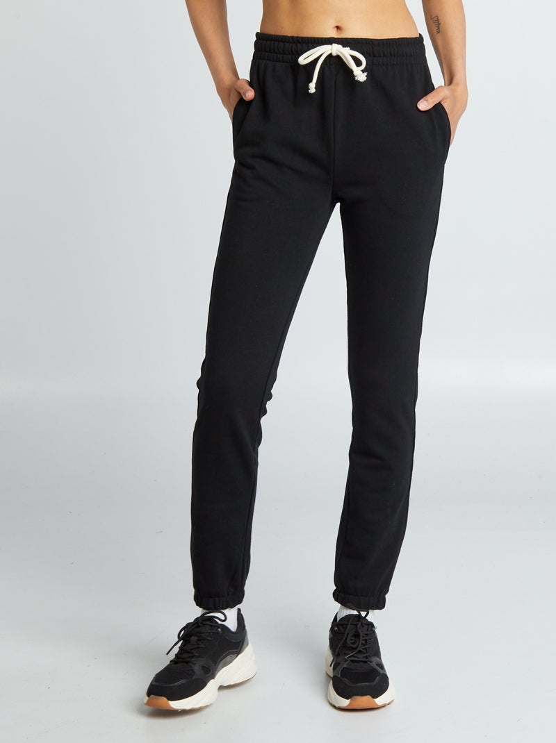 Joggers tinta unita in tessuto felpato leggero nero - Kiabi