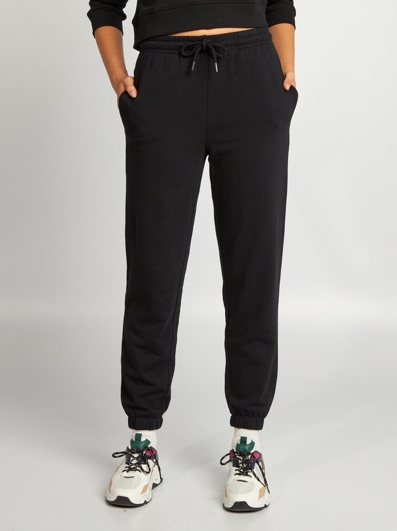 Joggers tinta unita in tessuto felpato leggero NERO - Kiabi