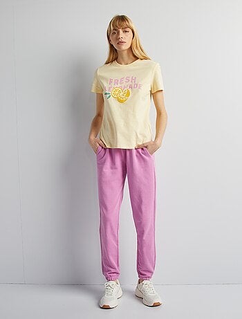 Joggers tinta unita in tessuto felpato leggero