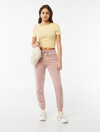 Joggers tinta unita in tessuto felpato leggero