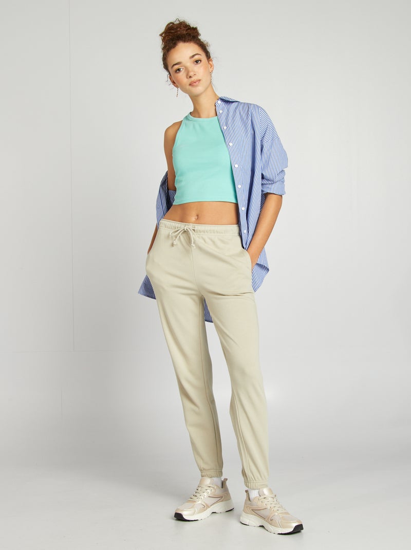 Joggers tinta unita in tessuto felpato leggero VERDE - Kiabi