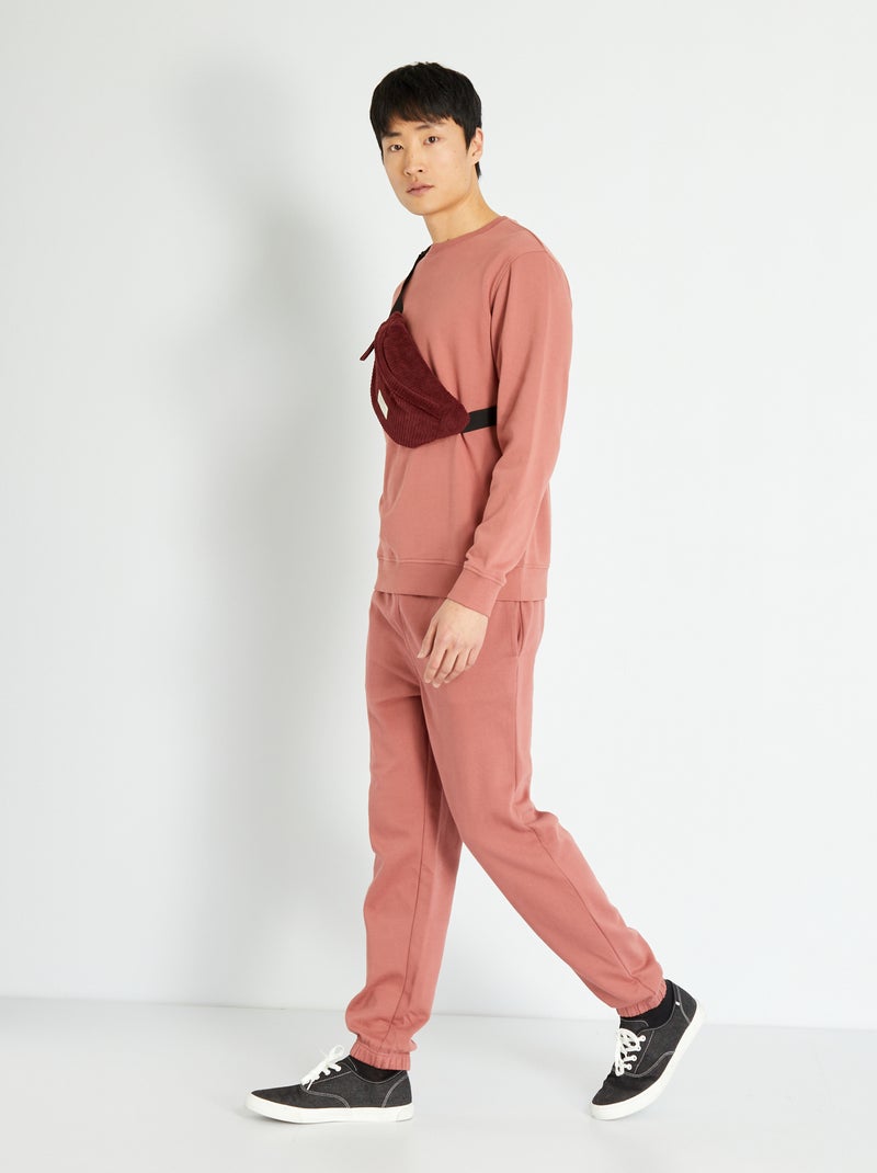 Joggers tinta unita in tessuto felpato ROSA - Kiabi