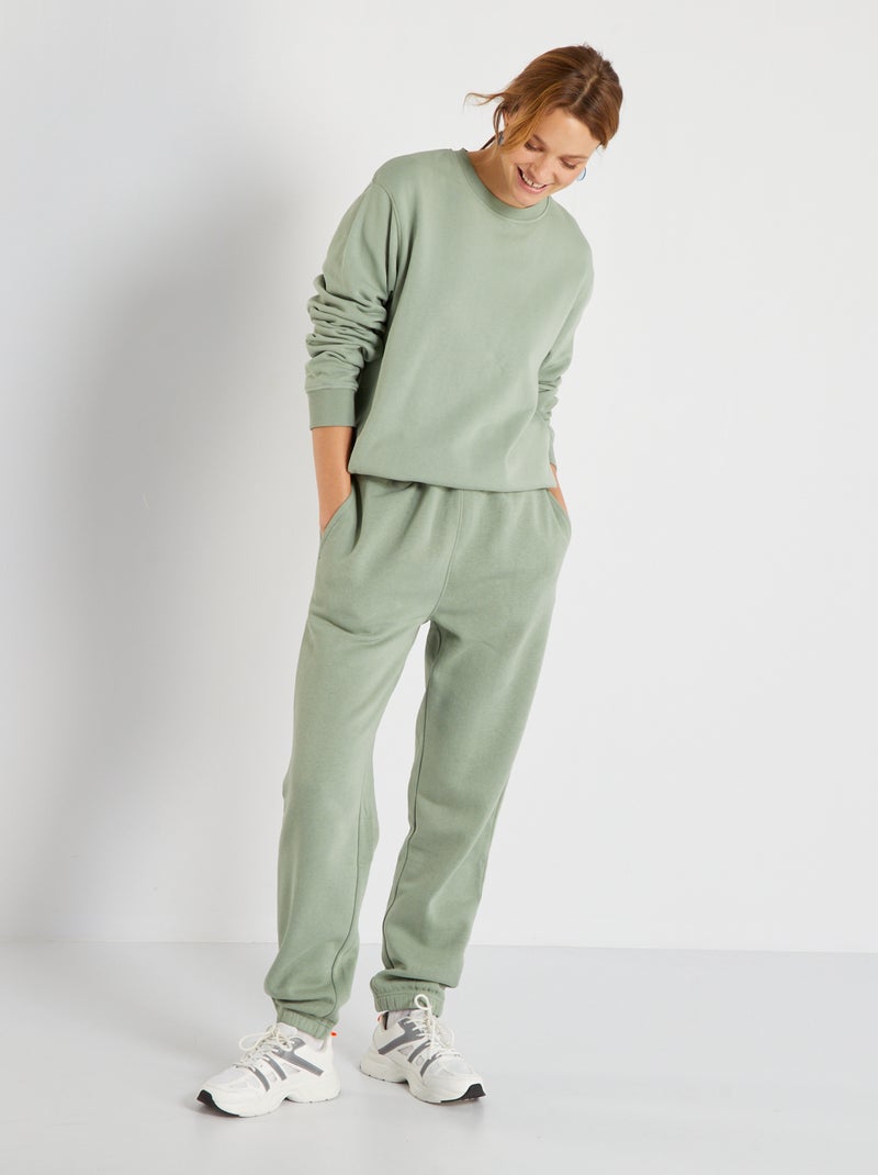 Joggers tinta unita in tessuto felpato verde grigio - Kiabi