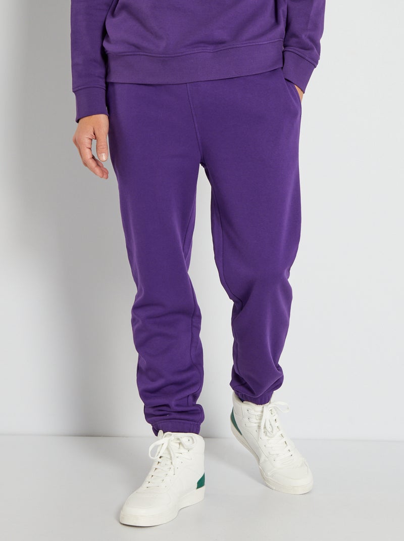 Joggers tinta unita in tessuto felpato VIOLA - Kiabi
