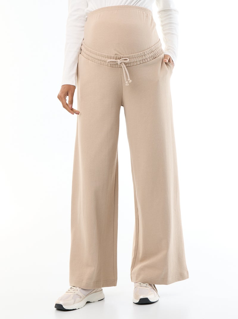 Jogging premaman wide leg in french terry Beige - Kiabi