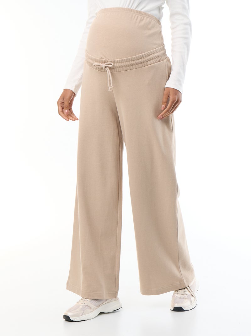 Jogging premaman wide leg in french terry Beige - Kiabi